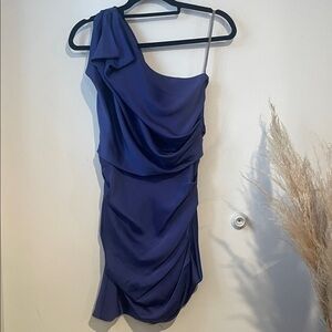 Halston Heritage One-Shoulder Dress in Purple